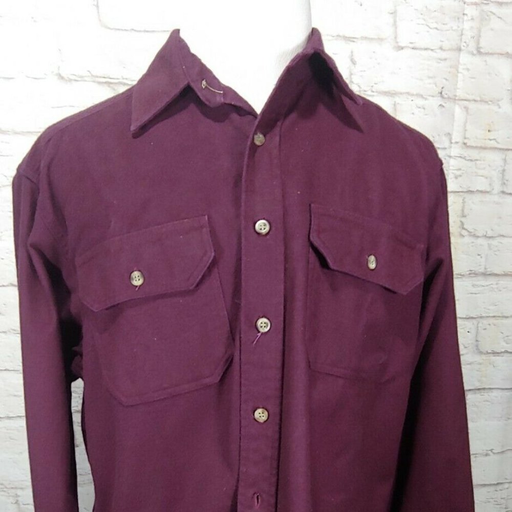 Woolrich Mens Maroon Button Down Flannel Shirt L